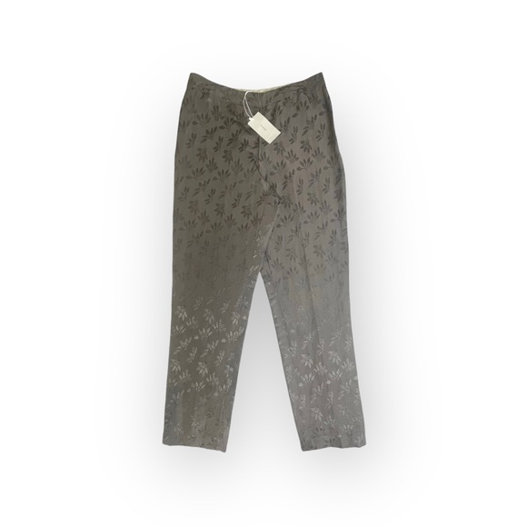 new Vince ⚘ Floral Embroidered Shimmery Silk Duponi Pant Pants ⚘ Gunmetal ⚘ Sml - Picture 2 of 16